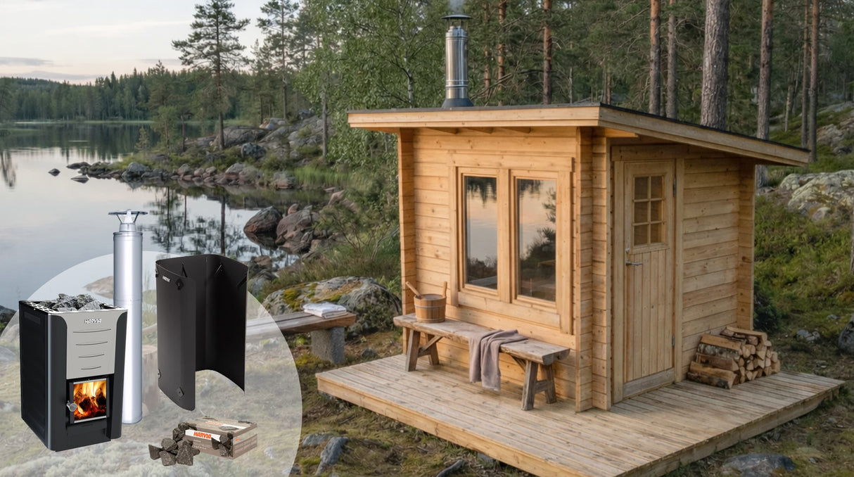 Badstuepakke Brändöskär Funkis 5 kvm & Harvia 20 pro
