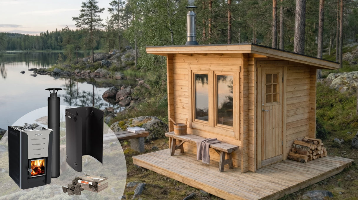 Badstuepakke Brändöskär Funkis 5 kvm & Harvia 20 pro