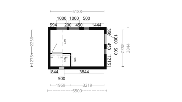 Hytte Ledskär kjøkken/stue og toalett 22kvm