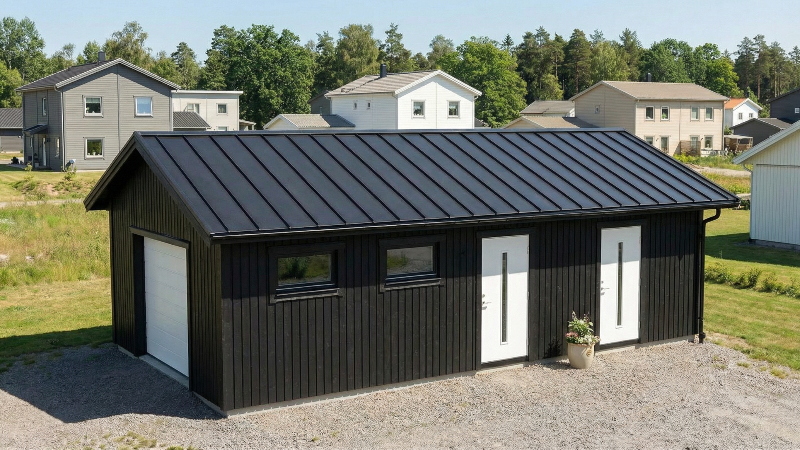 Attefallsgarage Sälskär med lägenhet och toalett 11kvm totalt 40kvm