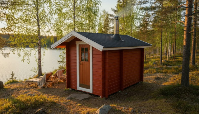 Bastustuga Getskär 6,5 kvm, träbod med dörr och fönster