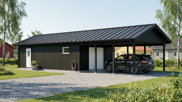 Enkelgarage Snusan 49 kvm med Carport 