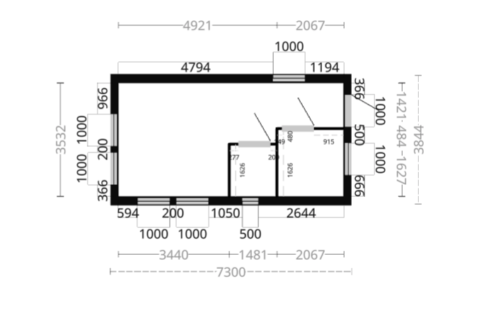 Hytte Tärnskär 1 rom, kjøkken/stue og toalett 28kvm