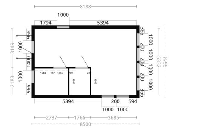 Hytte Ledskär 1 rom, kjøkken/stue, wc 48kvm