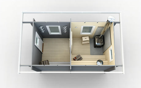 Flytende Badstue Maløren 8x4,8m og Badstue med skråtak 8 kvm