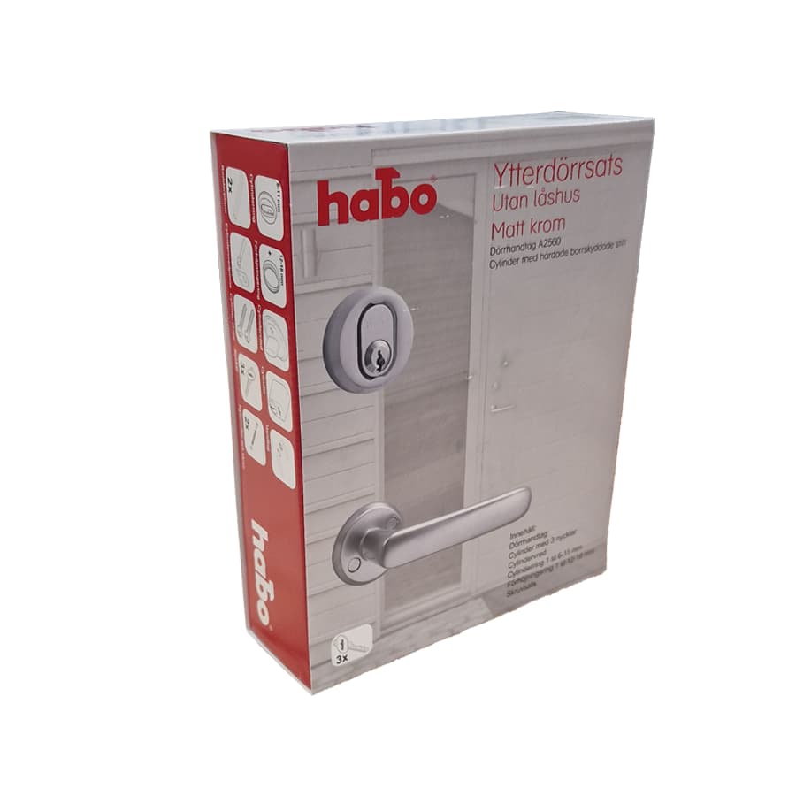 Dørhåndtak 2 stk med sylindre og tilbehør