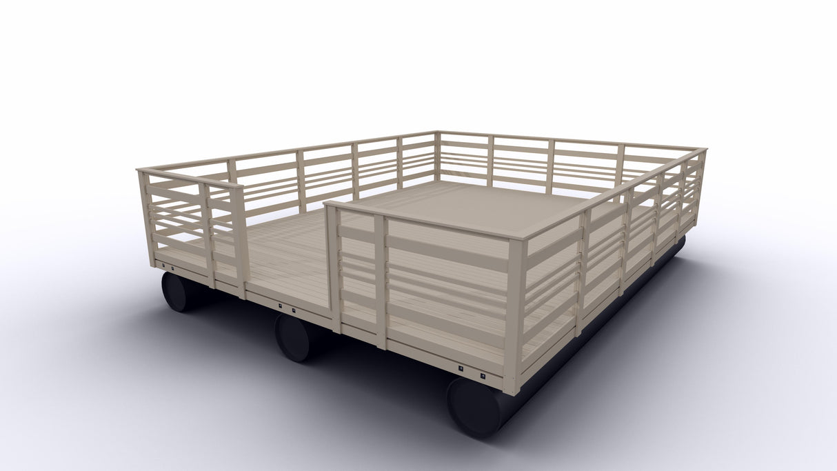 Flåte flytebrygge med rekkverk 6x4,8m
