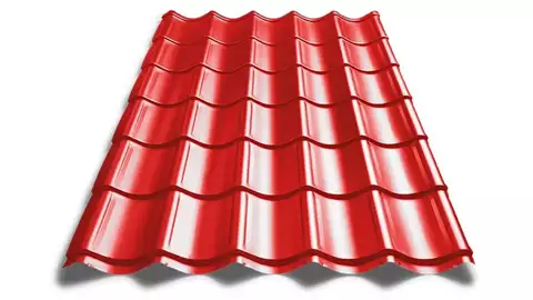Takplate takpanneprofil (rød) - Hytte med hems 30 kvm
